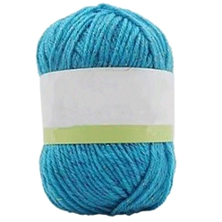 Light Sky Blue Acrylic Fibers & Polyester Yarn, with Golden Silk Thread, for Weaving, Knitting & Crochet, Light Sky Blue, 2~2.5mm