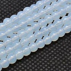 White Round Opalite Beads Strands, Grade AA, White, 4mm, Hole: 1mm, about 95~98pcs/strand, 15 inch