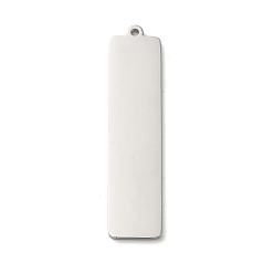 Stainless Steel Color 304 Stainless Steel Pendants, Laser Cut, Rectangle Charm, Stainless Steel Color, 42x10x1.5mm, Hole: 1.4mm
