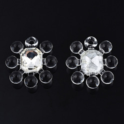 Clear Acrylic Pendants, with Crystal Rhinestone, Flower, Clear, 26.5x24.5x6.5mm, Hole: 2.5mm