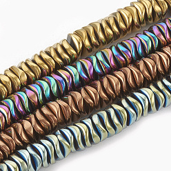 Mixed Color Electroplate Non-magnetic Synthetic Hematite Beads Strands, Wavy, Flat Round/Disc, Mixed Color, 6~6.5x6~6.5x1.5~2mm, Hole: 1mm, about 215pcs/strand, 16.14 inch
