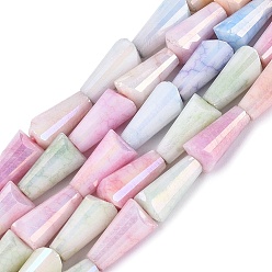 (52) Непрозрачная лаванда Антикоррозийные гальванические стеклянные бусины, имитация драгоценных камней, башня, с покрытием AB цвета, граненые, два тона, разноцветные, 10.5~12.5x6x5.5 мм, отверстие : 0.9 мм, около 34~35 шт / нитка, 14.76~15.55'' (37.5~39.5 см)