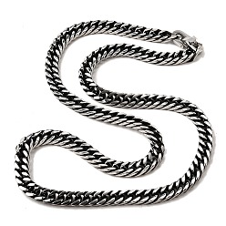 Античное Серебро 304 из нержавеющей стали кубинский звено цепи ожерелье, античное серебро, 23.58 дюйм (59.9 см)