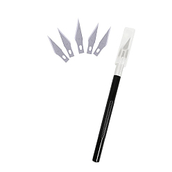 Черный Набор ножей для резьбы по алюминию из кожи, с запасными лезвиями из сплава, для прикладного искусства, чёрные, 14x0.8 см
