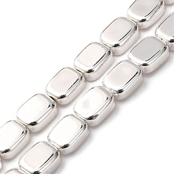 с Покрытием Серебра Стеклянные бусины с гальваническим покрытием , прямоугольные, со серебряным покрытием, 10x8x4 мм, отверстие : 0.9 мм, около 40 шт / нитка, 15.51'' (39.4 см)