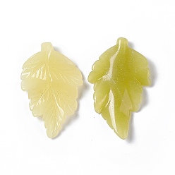 Lemon Jade Natural Lemon Jade Pendants, Leaf Charms, 41.5x25~26x5mm, Hole: 0.8mm