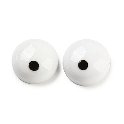 White Opaque Resin Cabochons, Funny Eyes, White, 13.5x7mm