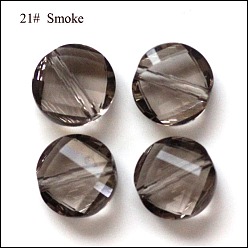 Gray Imitation Austrian Crystal Beads, Grade AAA, Faceted, Flat Round, Gray, 10x5mm, Hole: 0.9~1mm