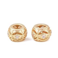 Light Gold Латунные микропаве из прозрачного кубического циркония, рондель, стойки покрытие, долговечный, без свинца и без кадмия, золотой свет, 7x5 мм, отверстие : 3 мм