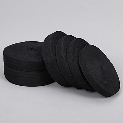 Черный Плоская поликоттоновая лента из саржевой ленты, елочка лента, чёрные, 19x0.6 мм