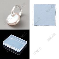 Silver 1Pc Natural Pearl Flat Round Pendants, with 925 Sterling Silver Findings, with 925 Stamp, Thistle, 1 Sheet Double Sided Suede Fabric Silver Polishing Cloth, Silver, 21mm, Pendant: 13x5~5.5mm, Hole: 7x10.5mm