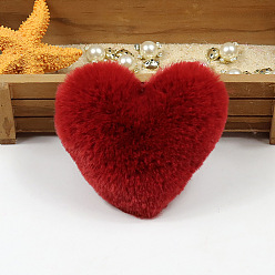 Dark Red Imitation Fur Pom Pom Balls, for DIY Keychain Bag Making Accessories, Heart, Dark Red, 10x8cm