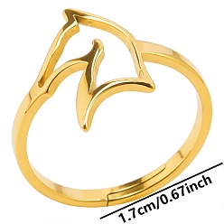 Golden 304 Stainless Steel Adjustable Ring, Hollow Horse Head, Golden, Inner Diameter: 17mm