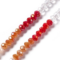 Red Imitation Jade Opaque Solid Color Glass Beads Strands, Faceted, Abacus, Colorful, 6x5mm, Hole: 1.2mm, about 90pcs/strand, 16.73 inch(42.5cm)