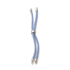 Light Sky Blue Nylon Twisted Cord Bracelet, with Brass Cord End, for Slider Bracelet Making, Light Sky Blue, 9 inch(22.8cm), Hole: 2.8mm, Single Chain Length: about 11.4cm