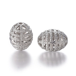 Platinum Hollow Alloy Beads, Long-Lasting Plated, Oval, Platinum, 20x16mm, Hole: 2mm