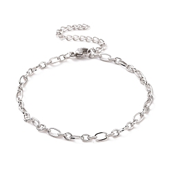 Stainless Steel Color 304 Stainless Steel Figaro Chain Bracelet for Men Women, Stainless Steel Color, 6-7/8 inch(17.4cm)