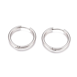 Stainless Steel Color 304 Stainless Steel Huggie Hoop Earrings, with 316 Surgical Stainless Steel Pin, Ring, Stainless Steel Color, 25x2.5mm, 10 Gauge, Pin: 0.9mm