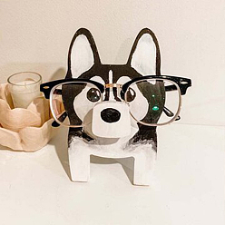 Black Dog Shaped Wooden Eyeglasses Display Stands, Single Sunglasses Storage Rack, Black, No Size