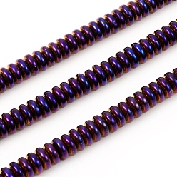 С Фиолетовым Покрытием Нити немагнитных синтетических гематитовых бусин с вакуумным покрытием pvd, Плоский круглый / диск, с фиолетовым покрытием, 6x2.5 мм, отверстие : 1 мм, около 159 шт / нитка, 16.34 дюйм (41.5 см)