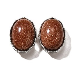 Камень с Пылевым Золотом Синтетический авантюрин обсидиан многожильные звенья, овальные, без кадмия и без свинца, платина, 20.5x15.5x10.5 мм, отверстие : 2 мм