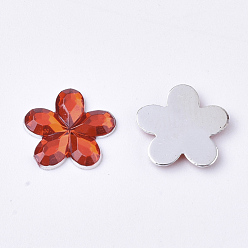 Red Plastic Cabochons, Flower, Red, 9x9.5x1.5mm, about 5000pcs/bag