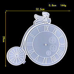 White Penny Farthing Clock Wall Decoration Food Grade Silicone Molds, for UV Resin, Epoxy Resin Craft Making, White, 325x290x8mm