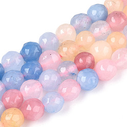 Светлый Стально-синий Окрашенные природные белый нефрит бисер пряди, круглые, граненые, светло-стальной синий, 5.5~6.2 мм, отверстие : 1 мм, около 65~66 шт / нитка, 14.76~15.16'' (37.5~38.5 см)