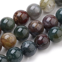 Indian Agate Natural Indian Agate Beads Strands, Round, 6mm, Hole: 1mm, about 60pcs/strand, 15.7 inch
