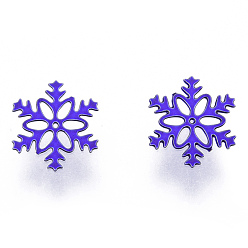 Mauve Snowflake Spray Painted 430 Stainless Steel Cabochons, Nail Art Decorations Accessories, Mauve, 5x5x0.3mm