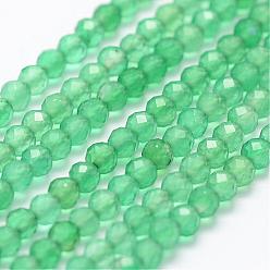 Natural Agate Natural Green Agate Beads Strands, Faceted, Dyed, Round, 2mm, Hole: 0.5mm, about 175pcs/strand, 14.9 inch(38cm)