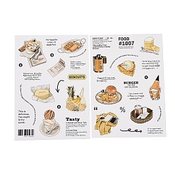Mixed Shapes Étiquettes pour animaux de compagnie autocollants photo, sticker thème boulangerie et pâtisserie, formes mixtes, 169~171x119~121x0.1mm, 1 feuille/style