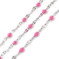 Орхидея 304 цепи натяжные нержавеющие, с катушкой, с эмалью, пайки, цвет нержавеющей стали, сиреневые, 4~10x2x0.4~2 мм, около 32.8 футов (10 м) / рулон