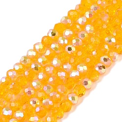 Оранжевый Нити из прозрачных стеклянных бусин-ронделей с цветным покрытием ab, граненые, оранжевые, 2.5x2 мм, отверстие : 0.5~0.9 мм, около 148~159 шт / нитка, 11.42~13.19'' (29~33.5 см)