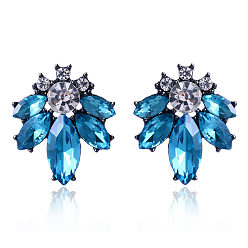 Turquoise Stylish and Elegant Crystal Flower Earrings with a Personalized Touch