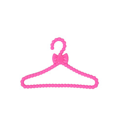 Hot Pink Bowknot Plastic Doll Clothes Hangers, for Doll Clothing Outfits Hanging Supplies, Hot Pink, 40x60mm, about 20pcs/bag