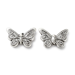 Antique Silver Tibetan Style Alloy Beads, Cadmium Free & Lead Free, Butterfly, Antique Silver, 12x18x3.5mm, Hole: 1mm, about 588pcs/1000g