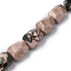 Rhodonite Natural Rhodonite Beads Strands, Faceted, Nuggets, 16~17x11~13x11~13mm, Hole: 1.5mm, about 13pcs/strand, 8.46~8.58 inch(21.5~21.8cm)