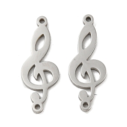 Stainless Steel Color 304 Stainless Steel Connector Charms, Musical Note Links, Stainless Steel Color, 23x8.5x1.4mm, Hole: 1.2mm