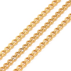 Real 18K Gold Plated 304 Stainless Steel Curb Chains, Soldered, with Spool, Real 18K Gold Plated, 4x3x1mm, 10m/roll