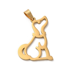 Real 18K Gold Plated 304 Stainless Steel Pendants, Laser Cut, Dog Charm, Real 18K Gold Plated, 27x19x1mm, Hole: 6x3mm