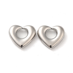 Real Platinum Plated Brass Pendants, Heart Charm, Real Platinum Plated, 14.5x16x3.5mm, Hole: 5.8mm