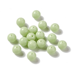 Vert Clair Perle de verre couleur bonbon lumineuse, brillent dans le noir, ronde, vert clair, 8mm, Trou: 1.3mm