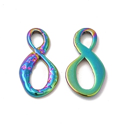 Rainbow Color Ion Plating(IP) 304 Stainless Steel Connector Charms, Infinity Links, Rainbow Color, 17x9x1.5mm, Hole: 3x4mm and 8x4mm