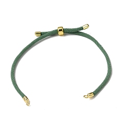 Dark Sea Green 3MM Adjustable Round Nylon Braided Cord Bracelet Making, with Golden Brass Findings, Fit for Connector Charms, Dark Sea Green, 8.66 inch(22cm), Hole: 1.5mm
