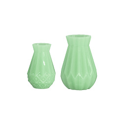 Light Green Mini Plastic Vase, Micro Landscape Kitchen Dollhouse Accessories, Pretending Prop Decorations, Light Green, 16~21x25~30mm, 2pcs/set