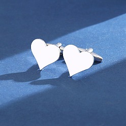 Heart Stainless Steel Cufflinks, for Apparel Accessories, Heart, 15mm