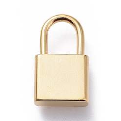 Real 18K Gold Plated 304 Stainless Steel Pendants, Padlock, Real 18K Gold Plated, 18x10x4mm, Hole: 7x5mm