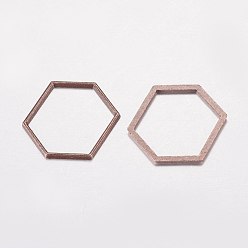 Red Copper Alloy Linking Rings, Hexagon, Red Copper, 12x14x1mm