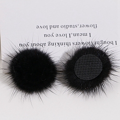 Black Faux Mink Fur Pompoms, Plush Ball, DIY Ornament Accessories for Shoes Hats Clothes, Black, 30mm